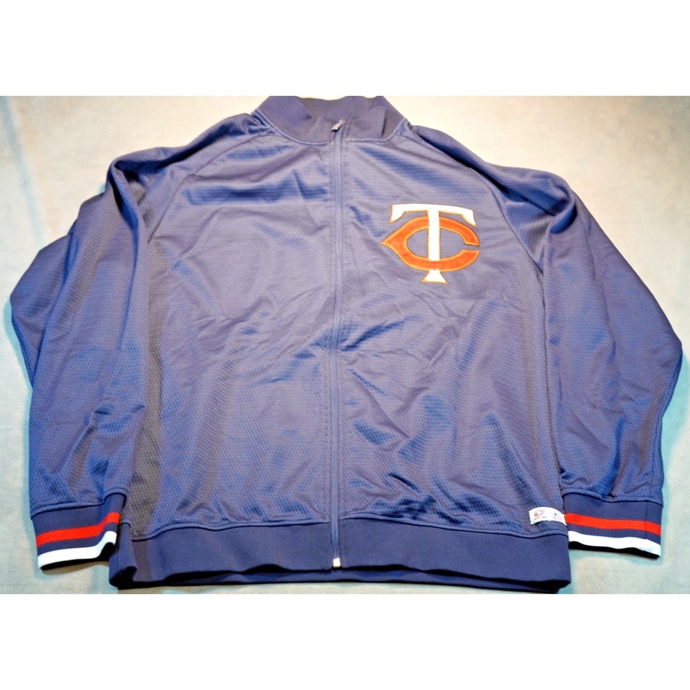 MLB Minnesota Twins Full Zip Track Jacket Mens Large Blue True Fan